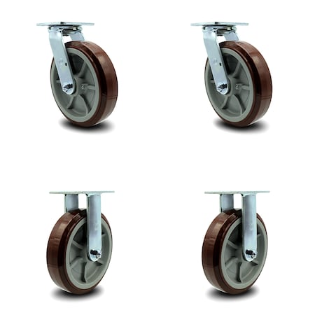 Service Caster Greenlee Caster Set - MA6065 GMX Material Cart -2 Swivel 2 Rigid -SCC, 4PK GRE-SCC-30CS820-PPUR-2-R820-2
